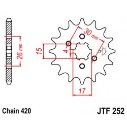 Pinion fata JT JTF 252-14 14T, 420 Pinion fata JT JTF 252-14 14T, 420