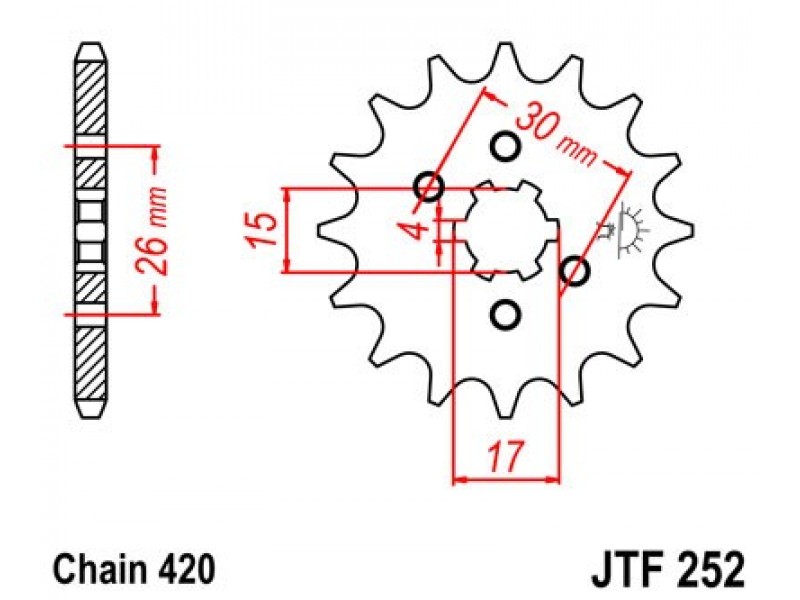 Pinion fata JT JTF 252-15 15T, 420 Pinion fata JT JTF 252-15 15T, 420