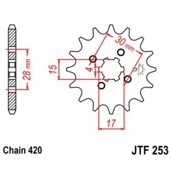Pinion fata JT JTF 253-17 17T, 420 Pinion fata JT JTF 253-17 17T, 420