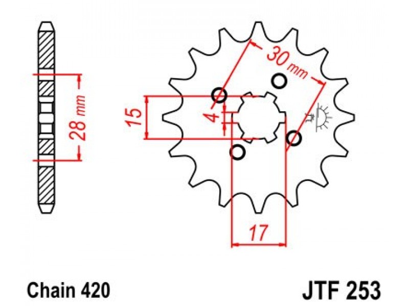 Pinion fata JT JTF 253-17 17T, 420 Pinion fata JT JTF 253-17 17T, 420