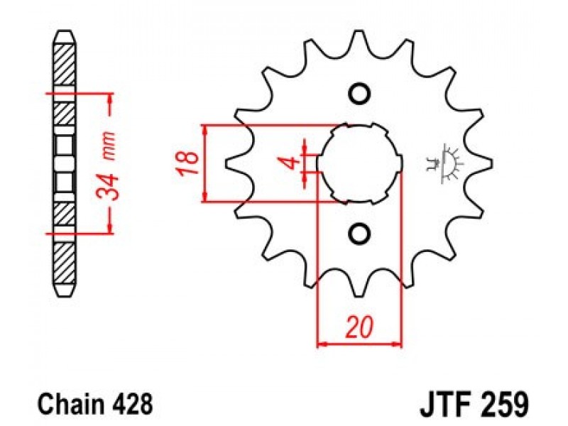 Pinion fata JT JTF 259-12 12T, 428 Pinion fata JT JTF 259-12 12T, 428