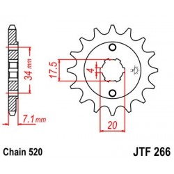 Pinion fata JT JTF 266-14 14T, 520 Pinion fata JT JTF 266-14 14T, 520