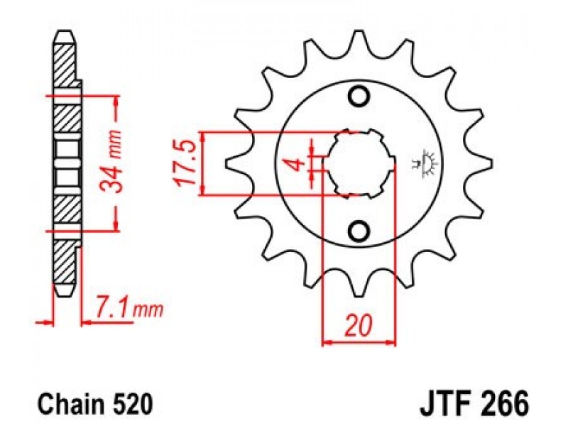 Pinion fata JT JTF 266-14 14T, 520 Pinion fata JT JTF 266-14 14T, 520