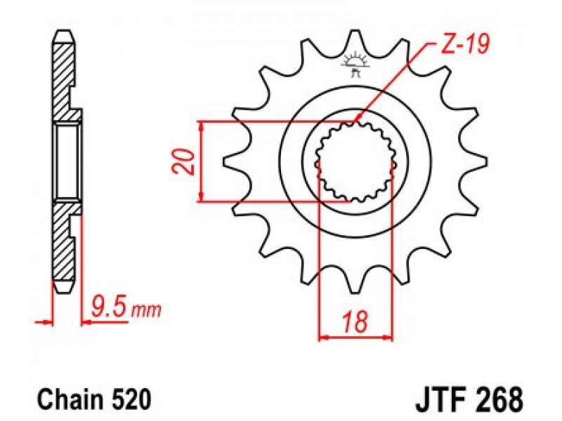 Pinion fata JT JTF 268-13 13T, 520 Pinion fata JT JTF 268-13 13T, 520