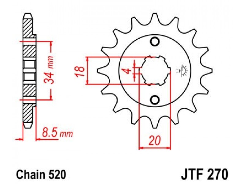 Pinion fata JT JTF 270-13 13T, 520 Pinion fata JT JTF 270-13 13T, 520