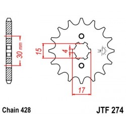 Pinion fata JT JTF 274-13 13T, 428 Pinion fata JT JTF 274-13 13T, 428