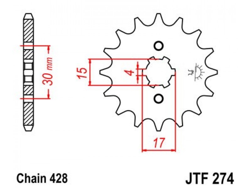 Pinion fata JT JTF 274-14 14T, 428 Pinion fata JT JTF 274-14 14T, 428