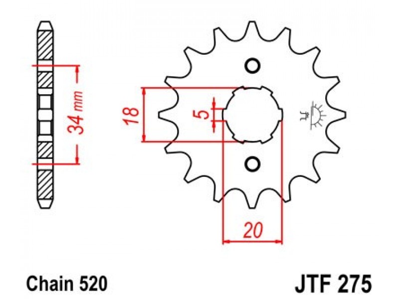 Pinion fata JT JTF 275-15 15T, 520