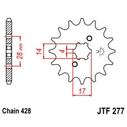 Pinion fata JT JTF 277-13 13T, 428 Pinion fata JT JTF 277-13 13T, 428