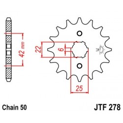 Pinion fata JT JTF 278-18 18T, 530 Pinion fata JT JTF 278-18 18T, 530