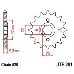 Pinion fata JT JTF 281-13 13T, 520 Pinion fata JT JTF 281-13 13T, 520