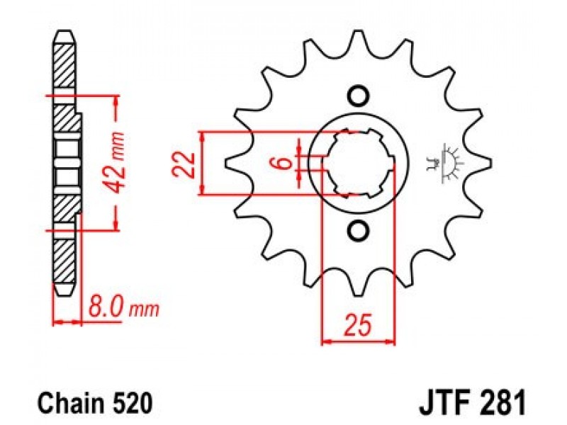 Pinion fata JT JTF 281-16 16T, 520 Pinion fata JT JTF 281-16 16T, 520