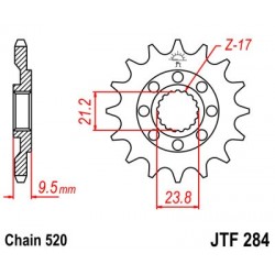 Pinion fata JT JTF 284-15 15T, 520 Pinion fata JT JTF 284-15 15T, 520