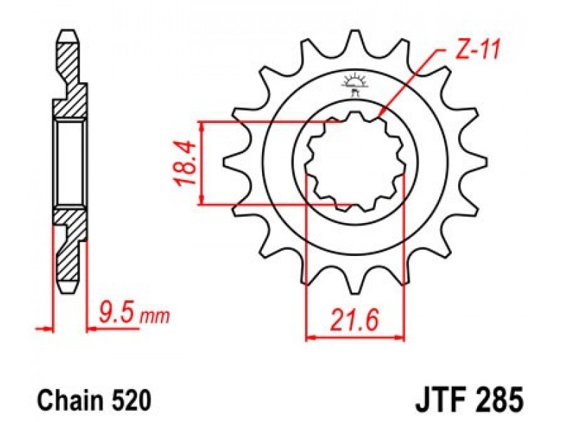 Pinion fata JT JTF 285-15 15T, 520 Pinion fata JT JTF 285-15 15T, 520