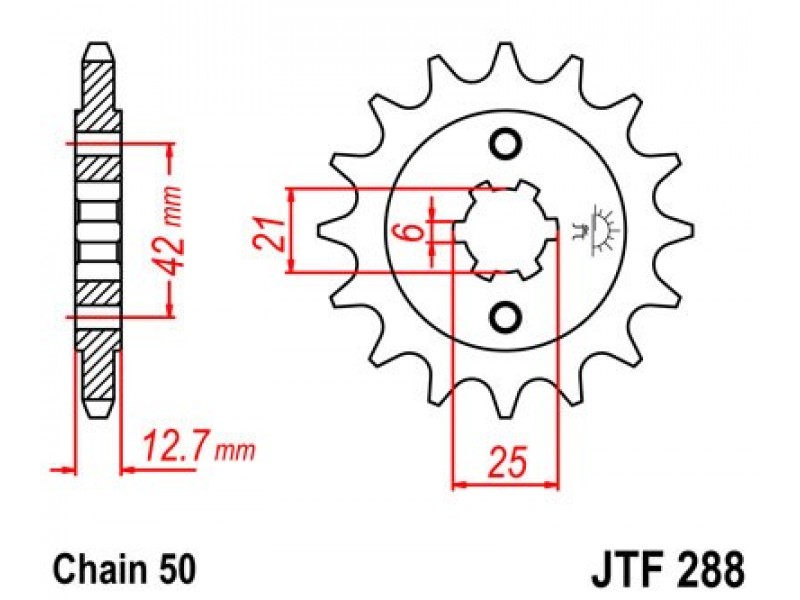 Pinion fata JT JTF 288-16 16T, 530 Pinion fata JT JTF 288-16 16T, 530