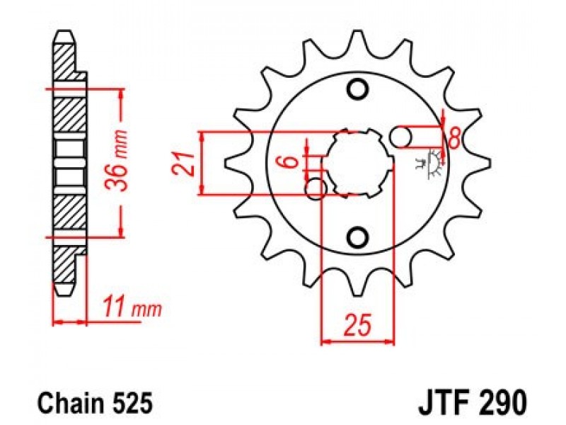 Pinion fata JT JTF 290-14 14T, 525 Pinion fata JT JTF 290-14 14T, 525