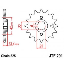 Pinion fata JT JTF 291-14 14T, 525 Pinion fata JT JTF 291-14 14T, 525