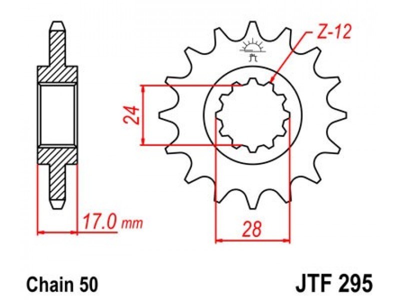 Pinion fata JT JTF 295-16 16T, 530 Pinion fata JT JTF 295-16 16T, 530