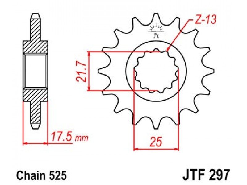 Pinion fata JT JTF 297-14 14T, 525