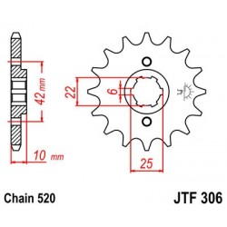 Pinion fata JT JTF 306-14 14T, 520 Pinion fata JT JTF 306-14 14T, 520