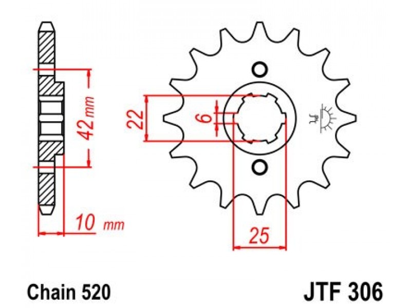 Pinion fata JT JTF 306-14 14T, 520 Pinion fata JT JTF 306-14 14T, 520