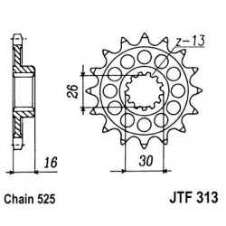 Pinion fata JT JTF 313-16 16T, 525 Pinion fata JT JTF 313-16 16T, 525