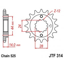 Pinion fata JT JTF 314-15 15T, 525 Pinion fata JT JTF 314-15 15T, 525