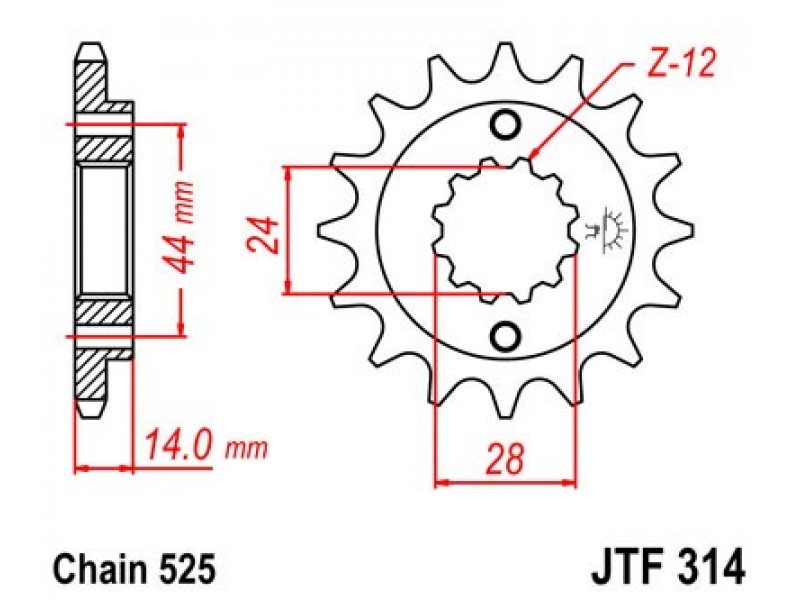 Pinion fata JT JTF 314-15 15T, 525 Pinion fata JT JTF 314-15 15T, 525