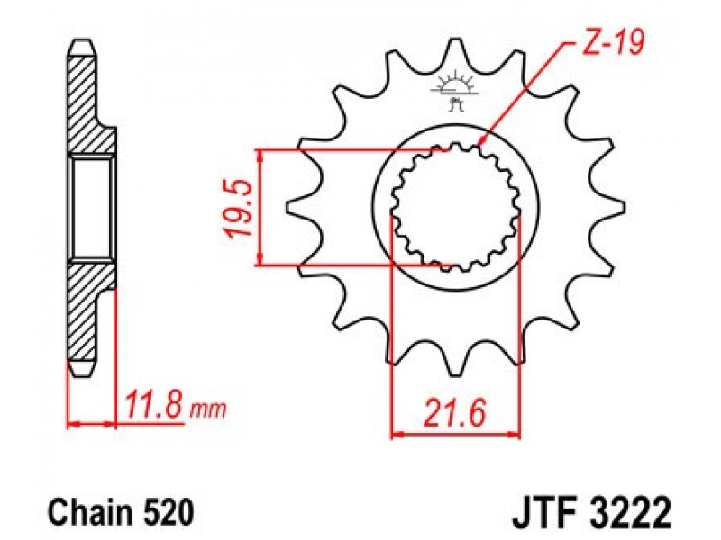 Pinion fata JT JTF 3222-12 12T, 520 Pinion fata JT JTF 3222-12 12T, 520