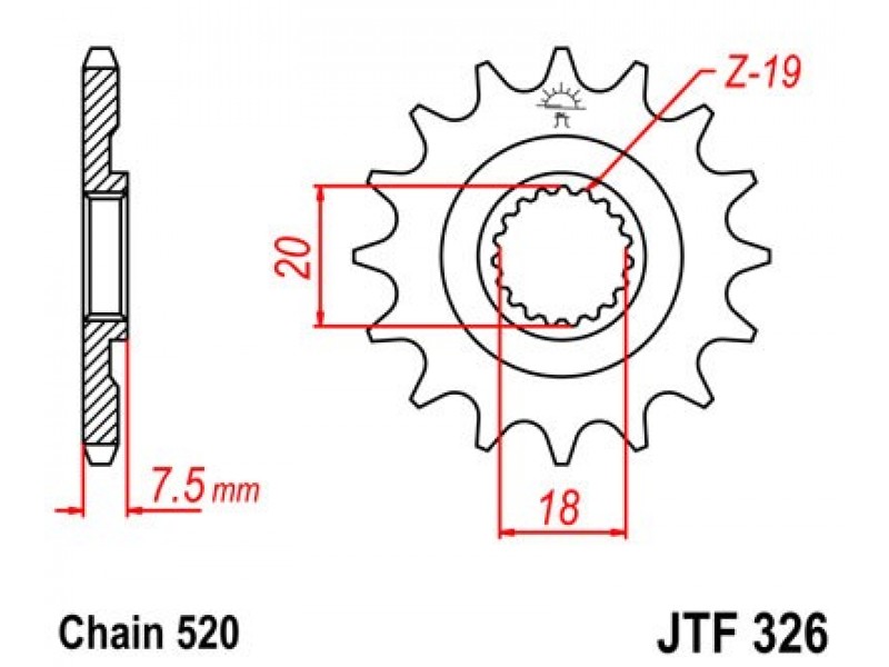 Pinion fata JT JTF 326-14 14T, 520 Pinion fata JT JTF 326-14 14T, 520