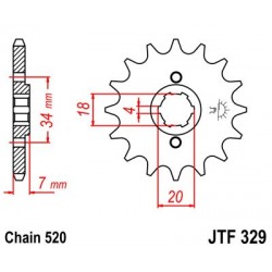 Pinion fata JT JTF 329-14 14T, 520 Pinion fata JT JTF 329-14 14T, 520