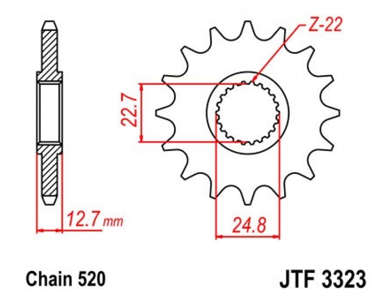 Pinion fata JT JTF 3323-24 24T, 520