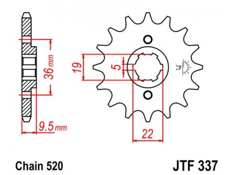 Pinion fata JT JTF 337-13 13T, 520 Pinion fata JT JTF 337-13 13T, 520
