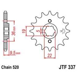 Pinion fata JT JTF 337-15 15T, 520 Pinion fata JT JTF 337-15 15T, 520