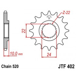 Pinion fata JT JTF 402-14 14T, 520 Pinion fata JT JTF 402-14 14T, 520