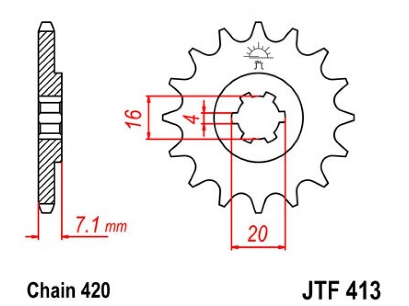 Pinion fata JT JTF 413-13 13T, 420 Pinion fata JT JTF 413-13 13T, 420
