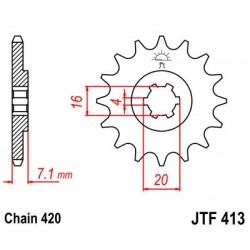 Pinion fata JT JTF 413-14 14T, 420 Pinion fata JT JTF 413-14 14T, 420