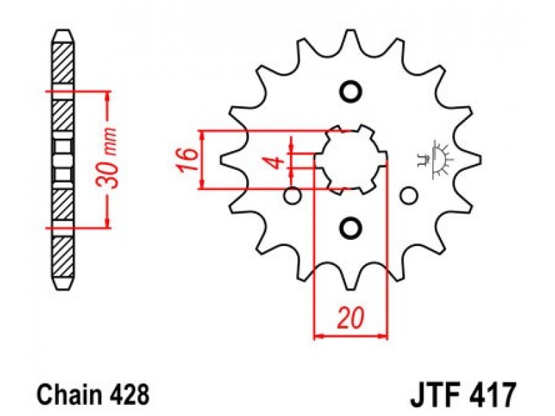 Pinion fata JT JTF 417-13 13T, 428 Pinion fata JT JTF 417-13 13T, 428