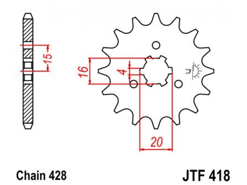 Pinion fata JT JTF 418-13 13T, 428 Pinion fata JT JTF 418-13 13T, 428