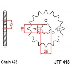 Pinion fata JT JTF 418-14 14T, 428 Pinion fata JT JTF 418-14 14T, 428