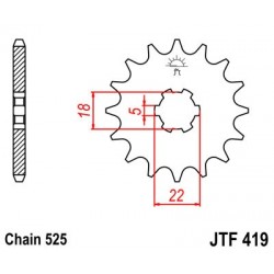 Pinion fata JT JTF 419-14 14T, 525 Pinion fata JT JTF 419-14 14T, 525