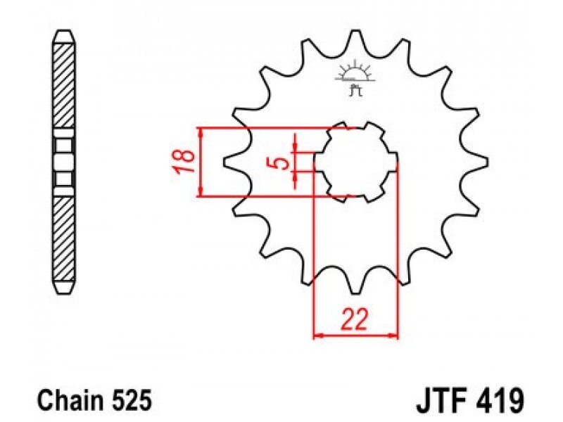Pinion fata JT JTF 419-15 15T, 525