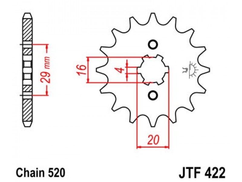 Pinion fata JT JTF 422-13 13T, 520 Pinion fata JT JTF 422-13 13T, 520