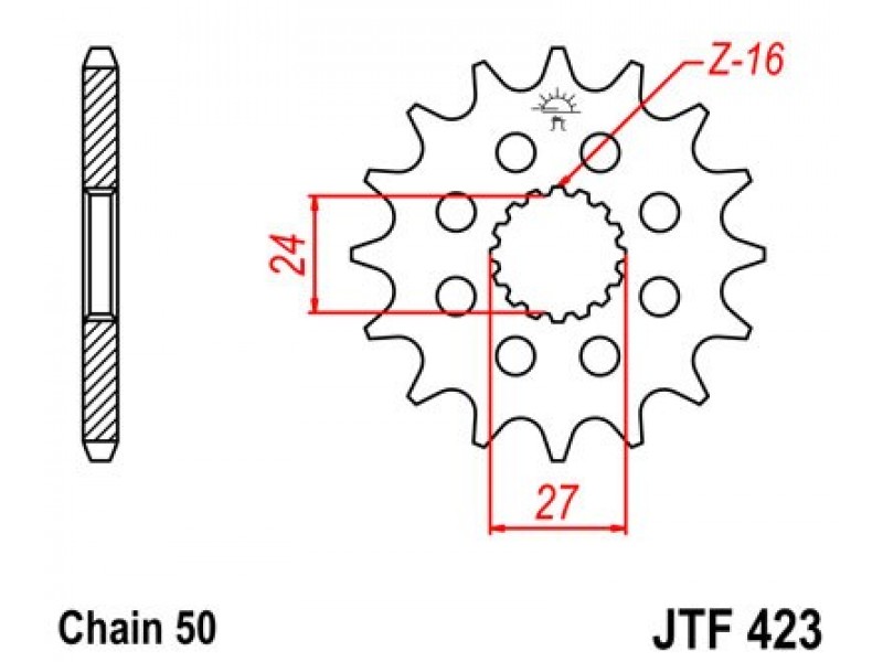Pinion fata JT JTF 423-16 16T, 530 Pinion fata JT JTF 423-16 16T, 530