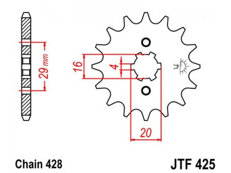 Pinion fata JT JTF 425-17 17T, 428