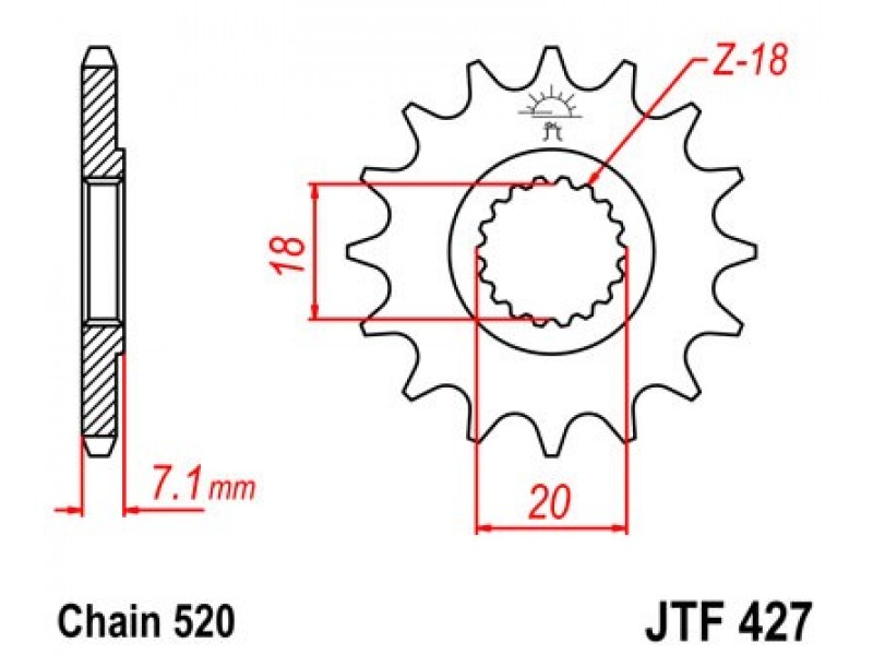 Pinion fata JT JTF 427-11 11T, 520 Pinion fata JT JTF 427-11 11T, 520