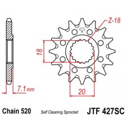 Pinion fata JT JTF 427-12SC 12T, 520 Self Cleaning Lightweight Pinion fata JT JTF 427-12SC 12T, 520 Self Cleaning Lightweight