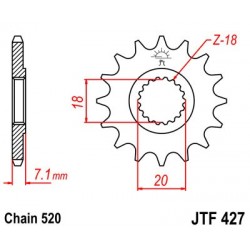 Pinion fata JT JTF 427-14 14T, 520 Pinion fata JT JTF 427-14 14T, 520
