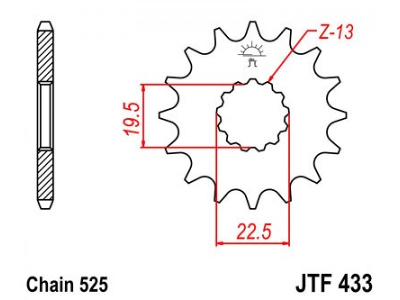 Pinion fata JT JTF 433-15 15T, 525 Pinion fata JT JTF 433-15 15T, 525
