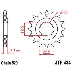 Pinion fata JT JTF 434-13 13T, 520 Pinion fata JT JTF 434-13 13T, 520